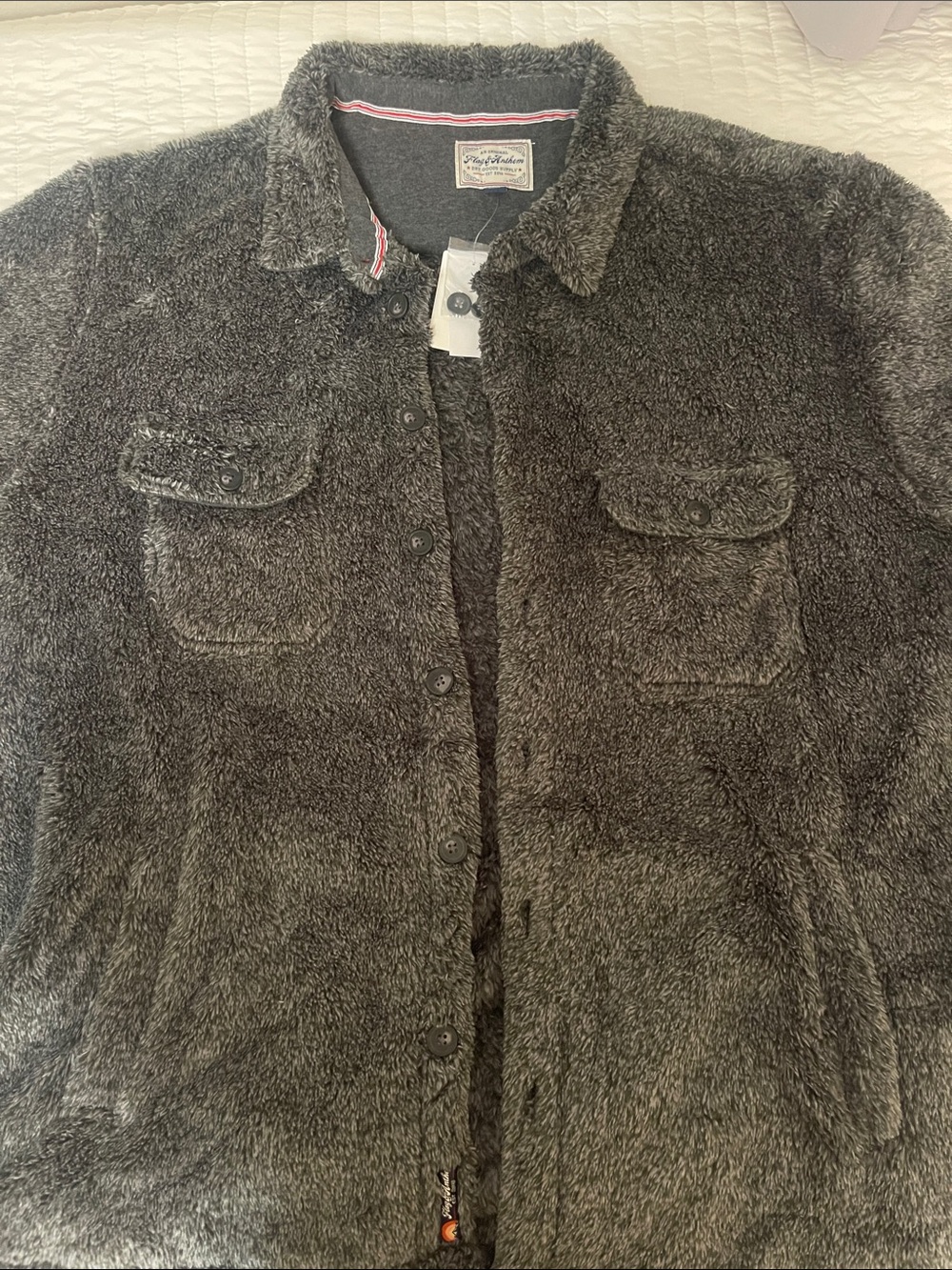 Cozy Plush Button-Up Jacket - Gray